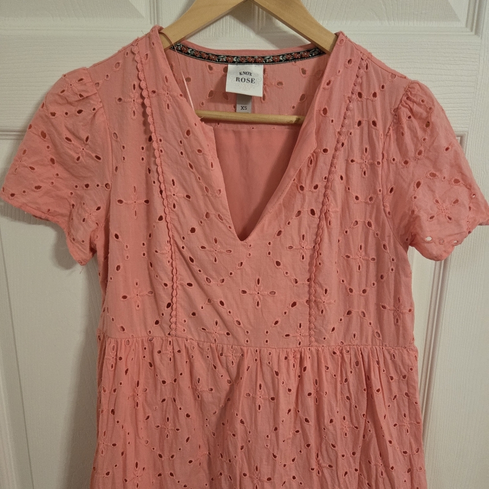 Knox Rose Pink Eyelet Short Summer Dress Size XS - Picture 4 of 6